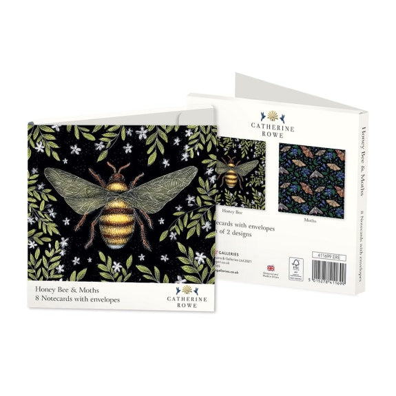 'Honey Bee and Moths' Notecards in Wallet