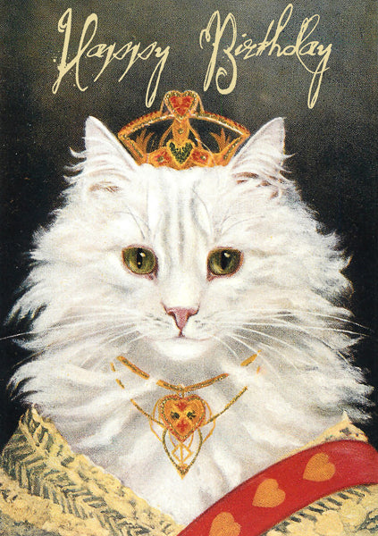'Queen Puss' Glitter Greetings Card