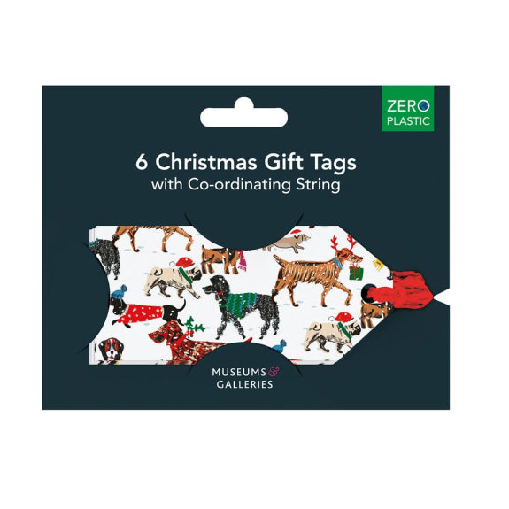 Pack of Christmas gift tags with animal illustrations on a dark blue background