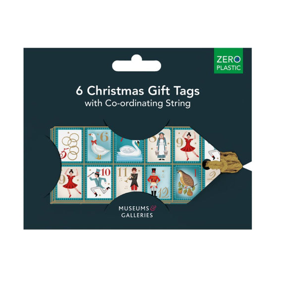 Pack of Christmas gift tags with co-ordinating string on a white background