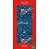 Tissue paper packaging with Santa Claus in sleigh design on a blue background.