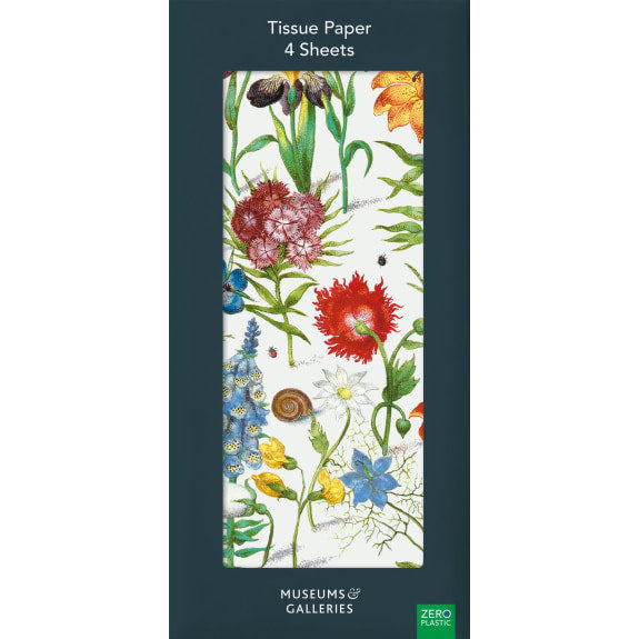 Tissue paper pack containing floral design tissue paper sheets