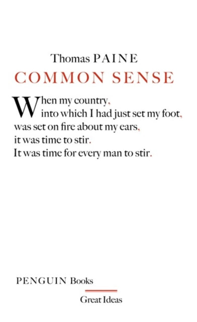 Book cover of 'Common Sense' by Thomas Paine with a white background