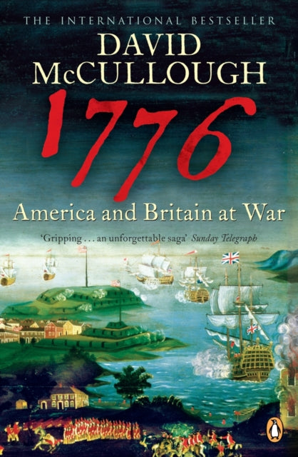 Book cover of '1776' by David McCullough with a historical illustration of ships and land.