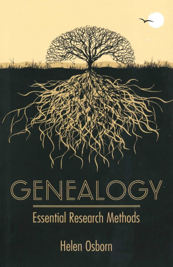 Book cover of 'Genealogy: Essential Research Methods' with a tree and roots design.