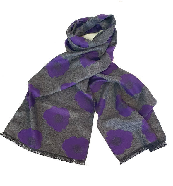 Multi Purple Poppy Grey Scarf