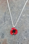 Remembrance Red Poppy Sculpted Pendant Necklace