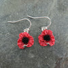 Remembrance Red Poppy Sculpted Drop Earrings