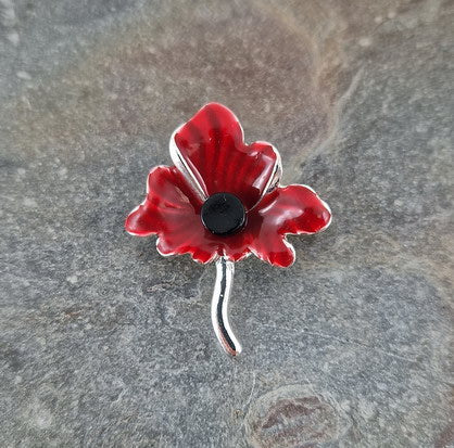 Remembrance Poppy Enamelled Sculpted Brooch (ATH809)