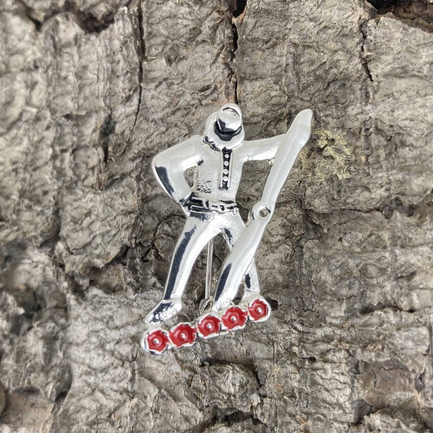 Red poppy airman brooch