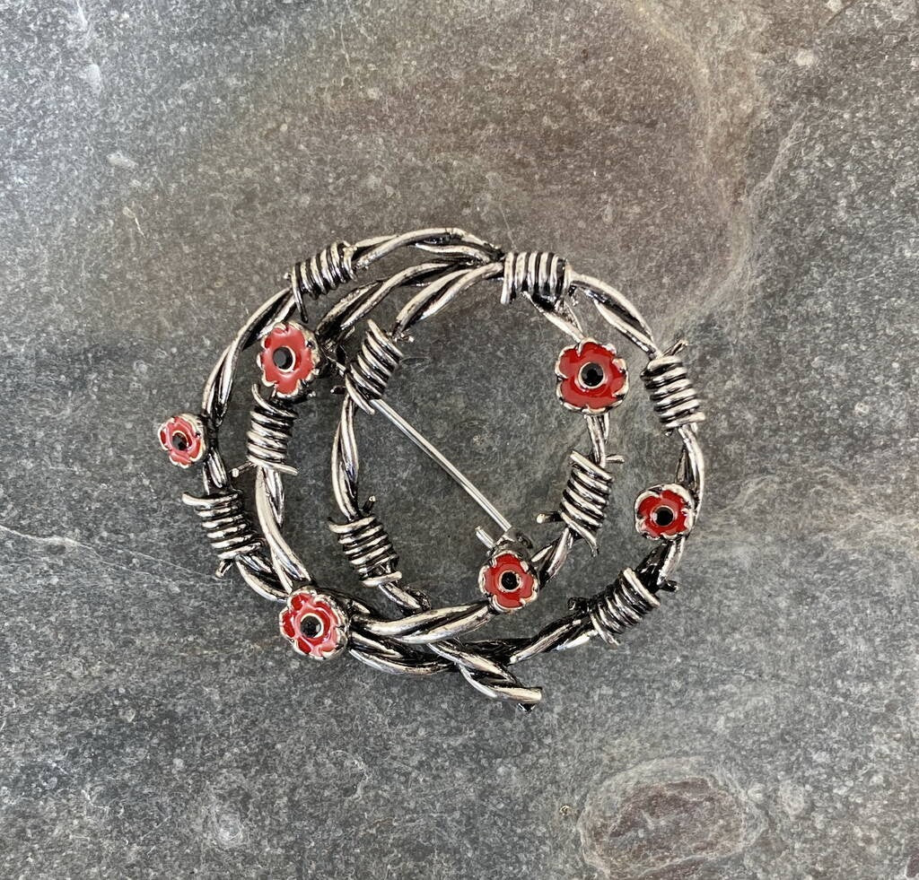 Poppy barbed wire brooch