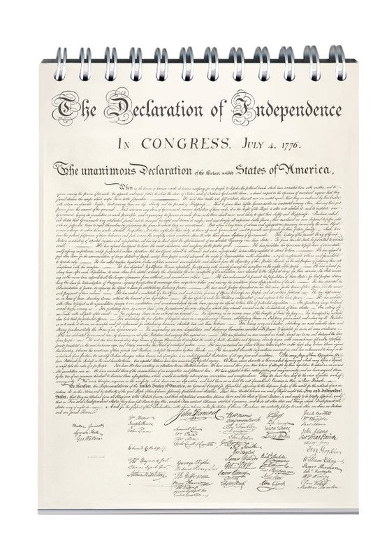 Declaration of Independence on cover of wiro notepad