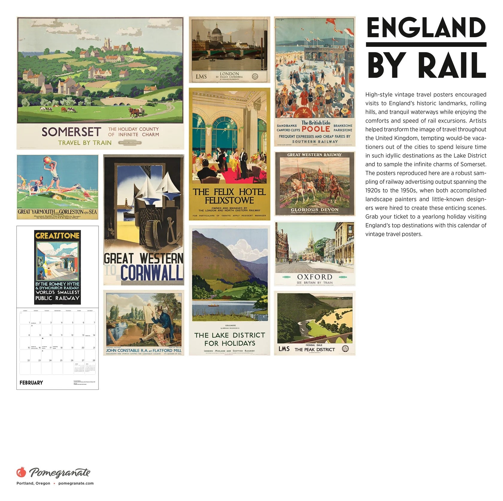 &#39;England by Rail&#39; 2026 Wall Calendar reverse