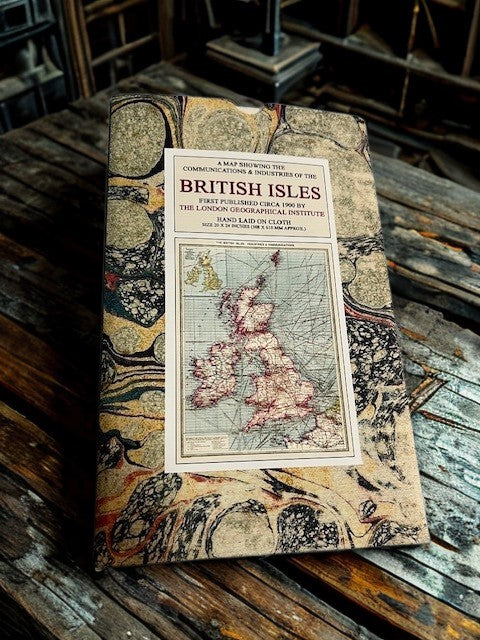 Reproduction Map in slipcase on old desk