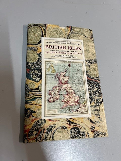 Map of the British Isles with decorative border on a gray background