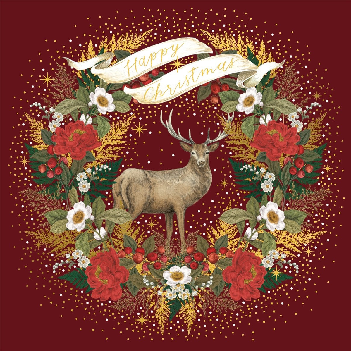 Deer Wreath Christmas Card design
