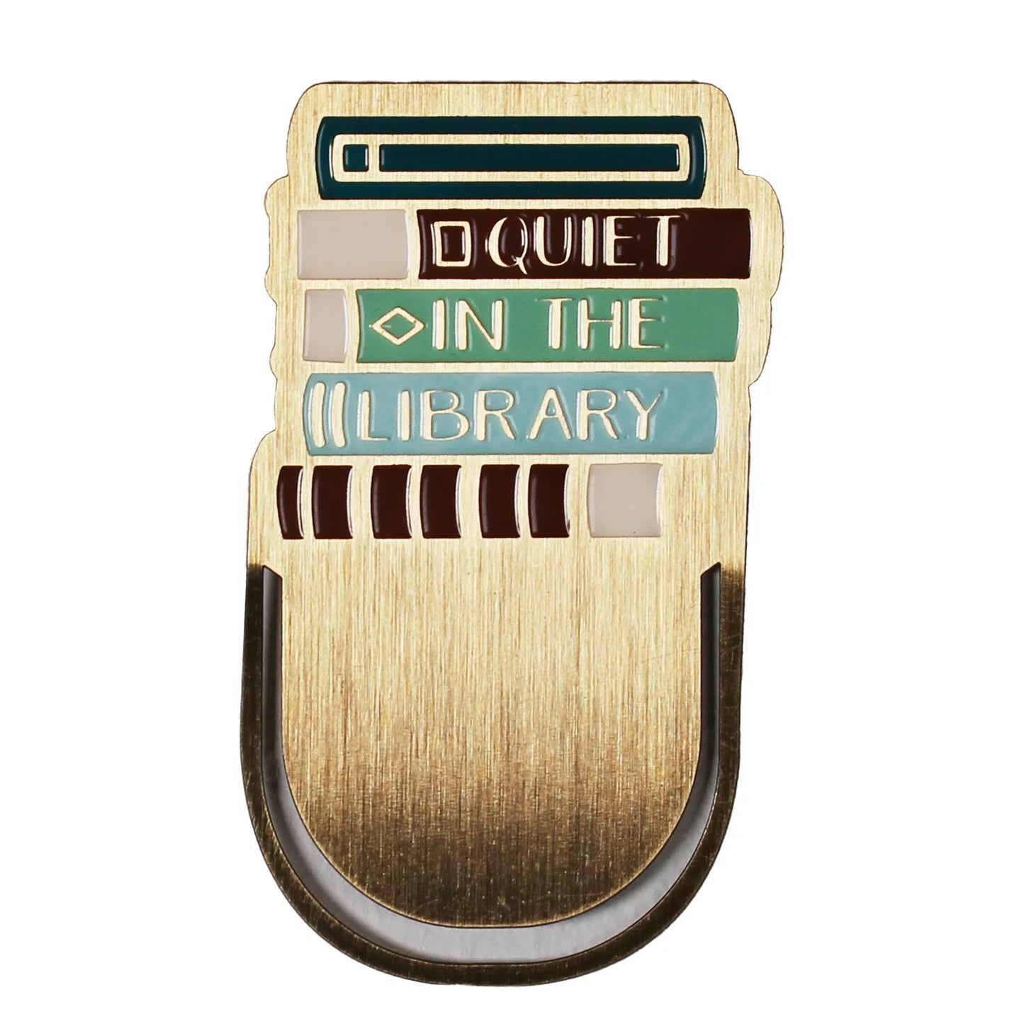 Quiet in the Library Bookmark Metal