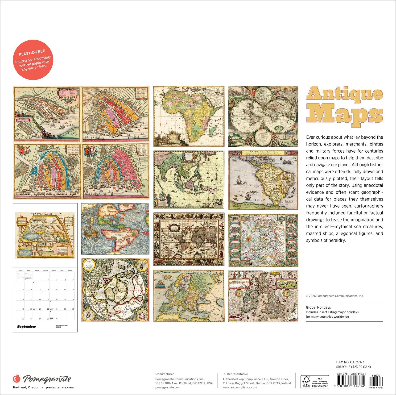 'Antique Maps' 2027 Wall Calendar