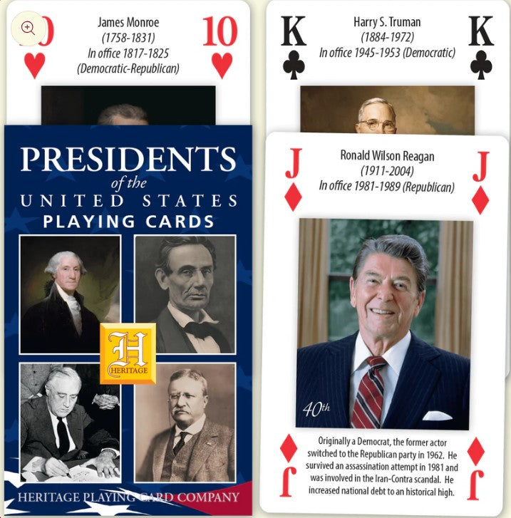 Playing cards featuring U.S.A Presidents