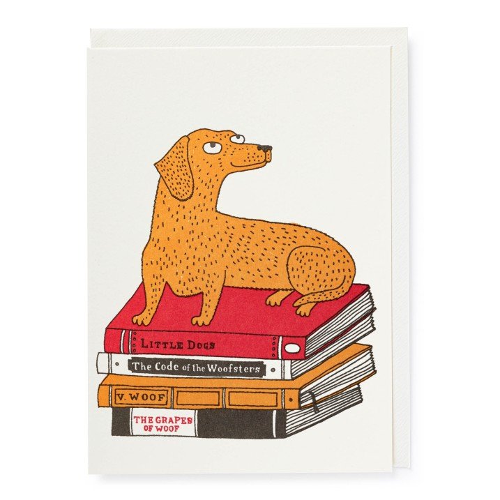 'Bookshop Dog' Letterpress Greetings Card