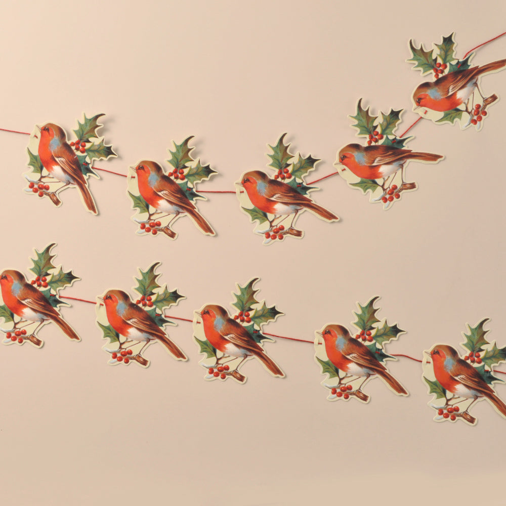 Robin & Holly Traditional Die-cut Christmas Garland