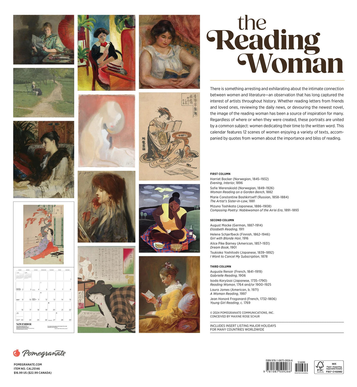 Reading Woman Calendar 2025