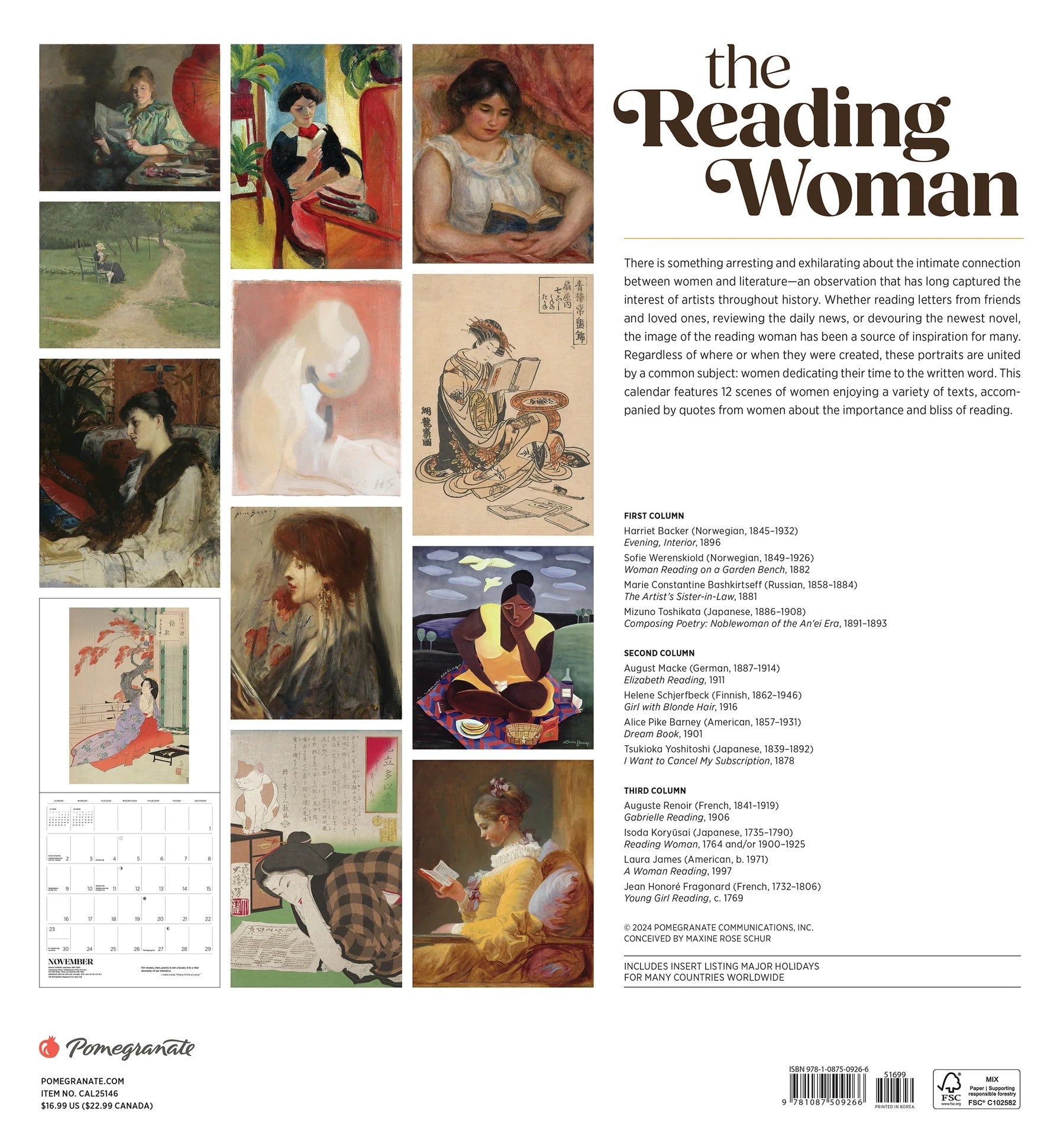 'Reading Woman' 2025 Wall Calendar The National Archives Shop