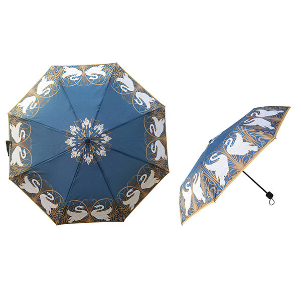 Two views of open umbrella from front and side
