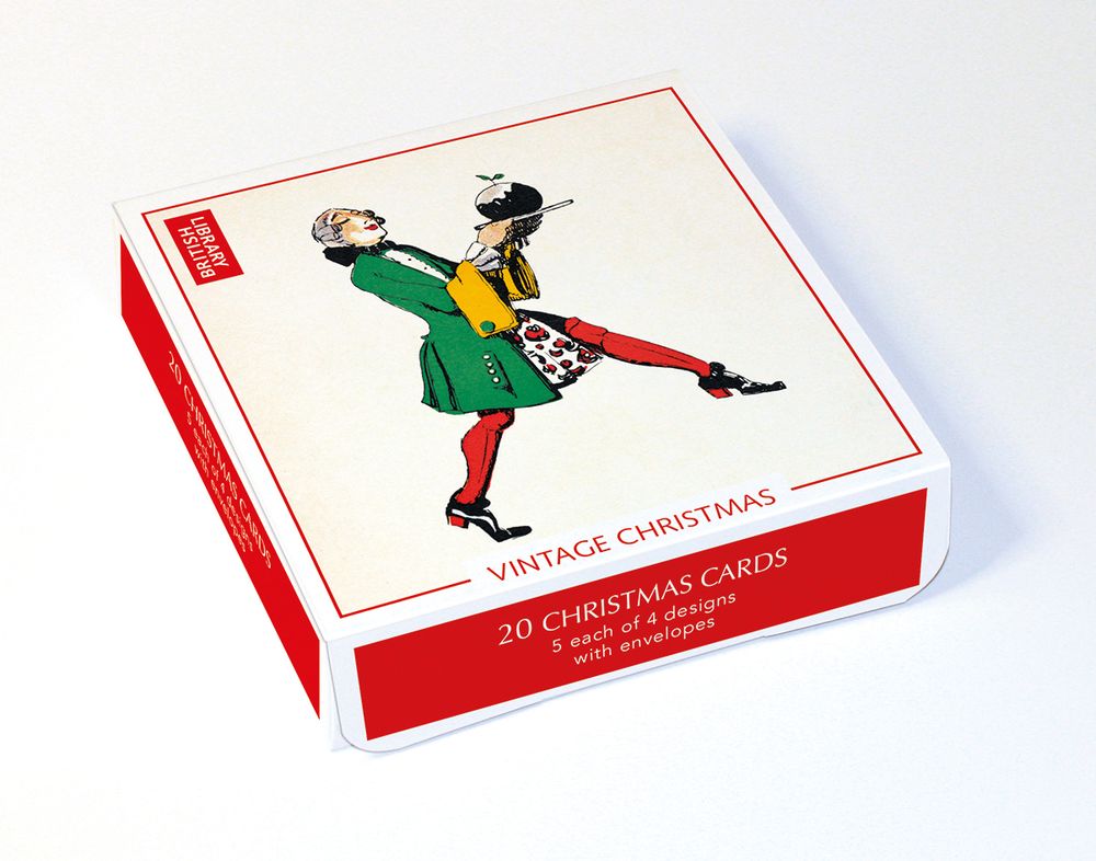 Box of vintage Christmas cards with a design on the cover