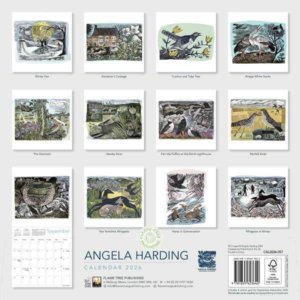 &#39;Angela Harding&#39; 2026 Wall Calendar reverse