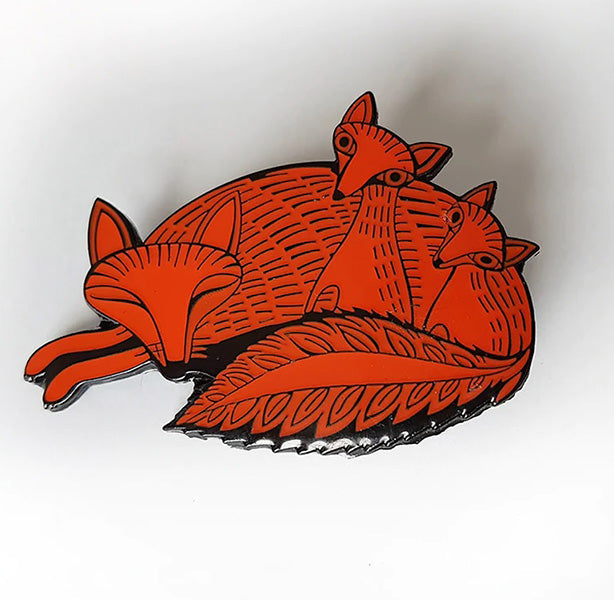 Fox and Cubs Enamel Badge