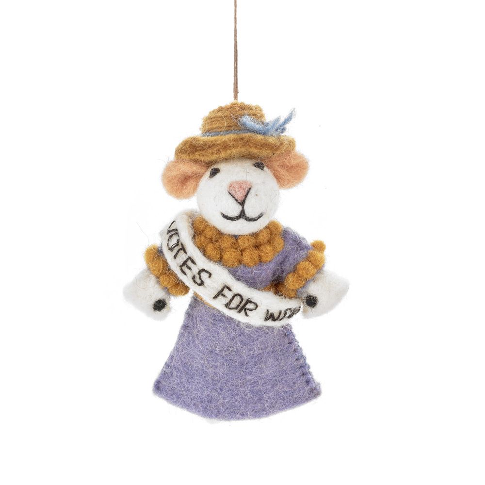 Emmeline the Suffragette Mouse Felt Decoration