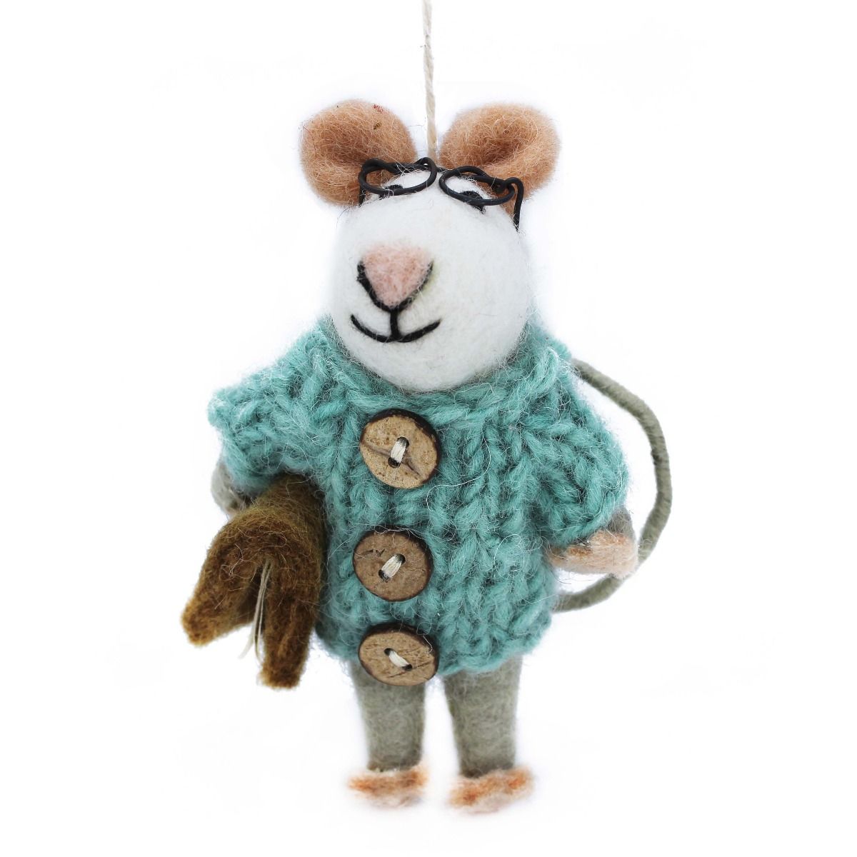 Suzie Bookish Mouse Felt Decoration