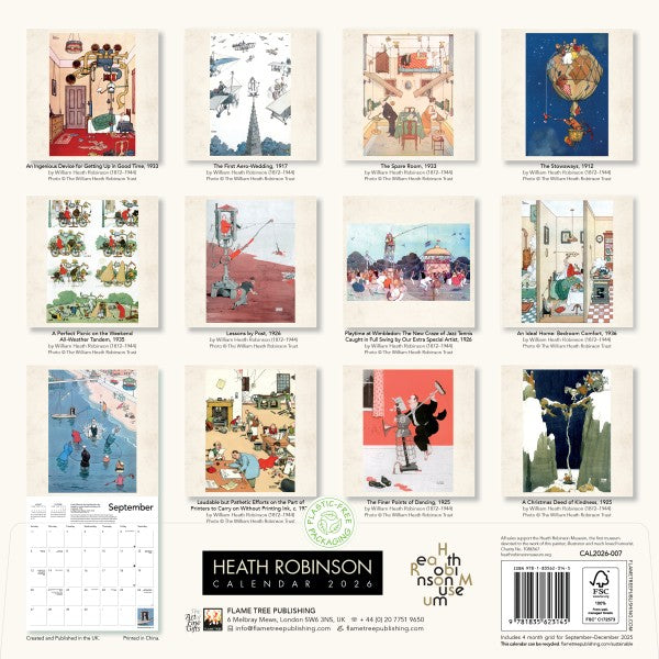 &#39;Heath Robinson&#39; 2026 Wall Calendar reverse