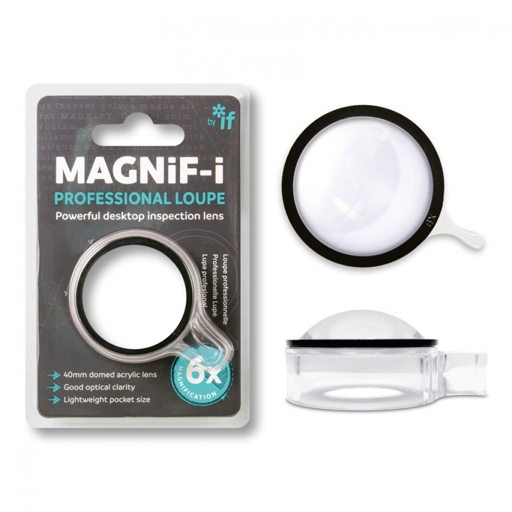 Magnifying glass 'professional loupe' with packaging labeled 'MAGNiF-i'