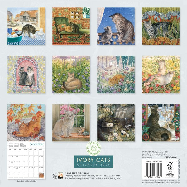 &#39;Ivory Cats by Lesley Anne Ivory&#39; 2026 Wall Calendar reverse