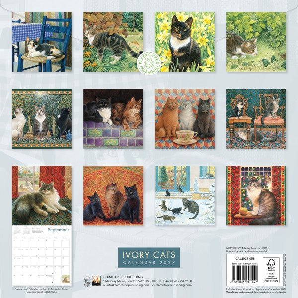 'Ivory Cats by Lesley Anne Ivory' 2027 Wall Calendar