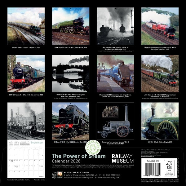 &#39;The Power of Steam&#39; 2026 Wall Calendar reverse