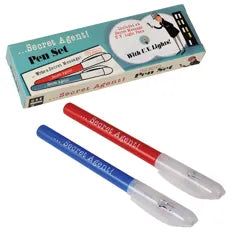 Secret Agent Invisible Ink Spy Pens Set and box