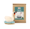 A completed swan beside the box