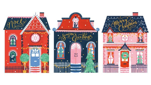 'Noel Houses' Christmas Card Trio Pack (TRIX02)