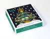 Box of Christmas cards with a Christmas tree design on a white background