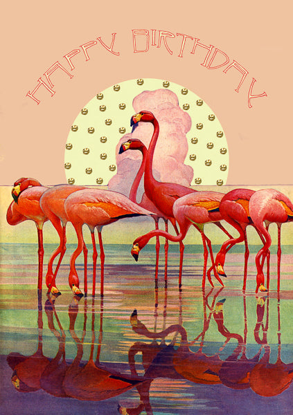 ‘Pink Flamingos’ Glitter Birthday Card