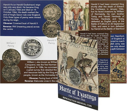 Battle of Hastings Replica Coin on Backing Card