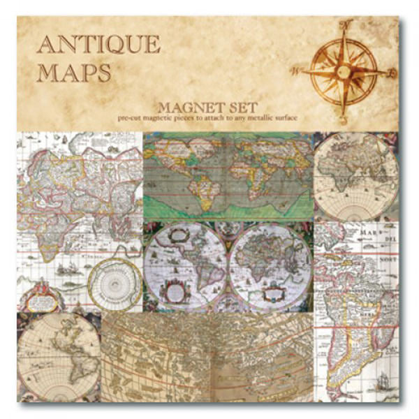 Antique Map Magnet Set