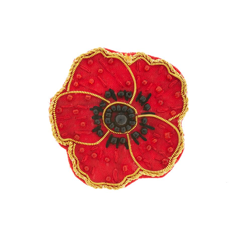 Remembrance Poppy Hand Embroidered Brooch