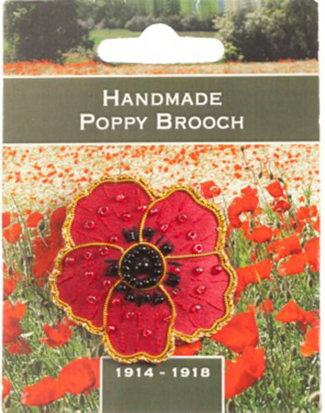 Remembrance Poppy Hand Embroidered Brooch