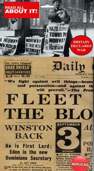 Britain Declares War Replica Newspaper