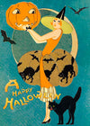 &#39;Black Cat &amp; Pumpkin&#39; Halloween Greetings Card