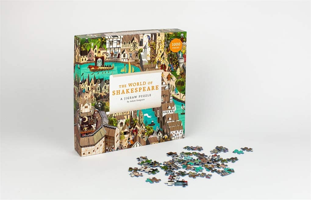 The World of Shakespeare 1000 Piece Jigsaw Puzzle Front Lid with Pieces